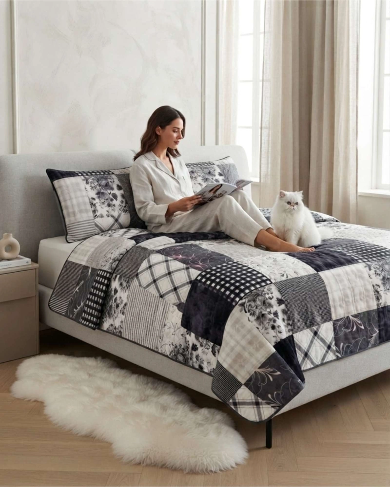 QUILT DE VERANO KING MAS ALMOHADAS TRANSPIRABLE Y SUAVE - 1
