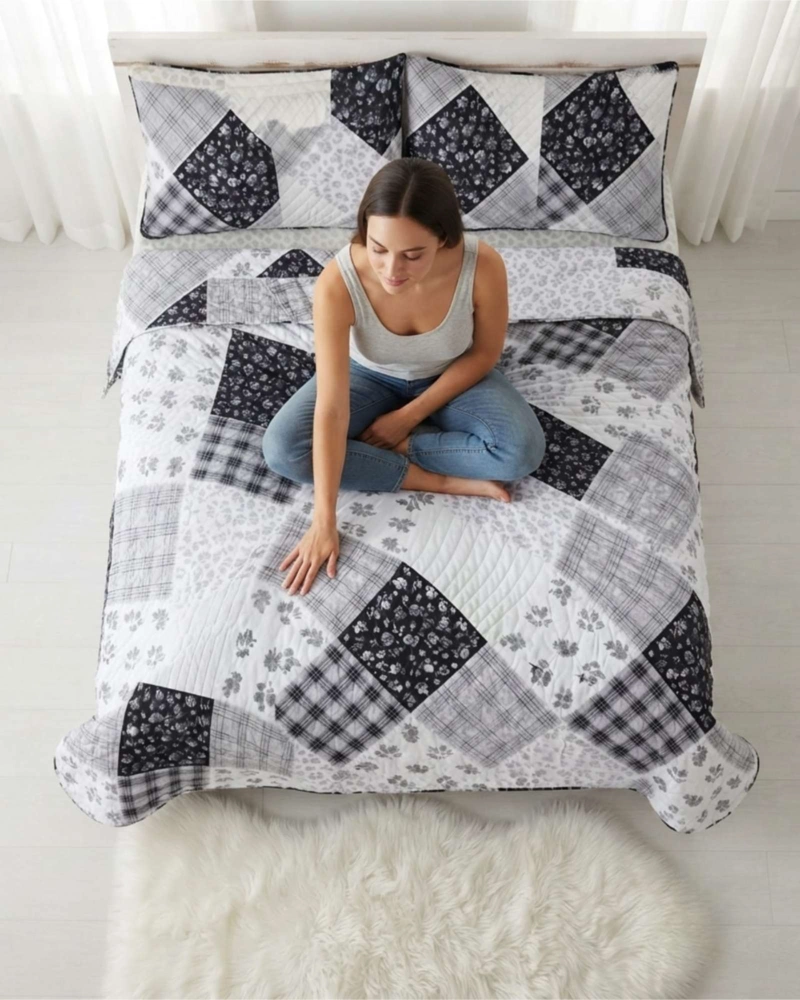 QUILT DE VERANO KING MAS ALMOHADAS TRANSPIRABLE Y SUAVE - 3