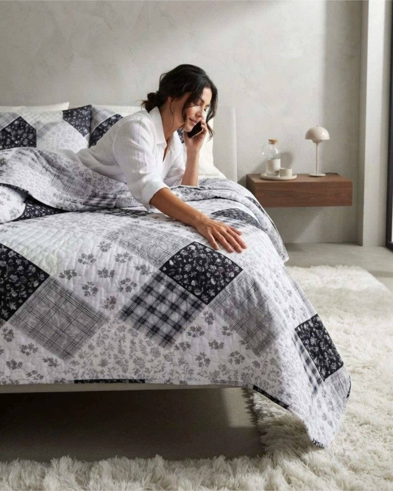 QUILT DE VERANO KING MAS ALMOHADAS TRANSPIRABLE Y SUAVE - 5