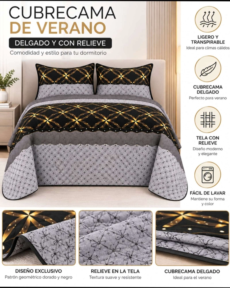 QUILT DELGADO PARA VERANO FRESCO 2 PLAZAS - 5