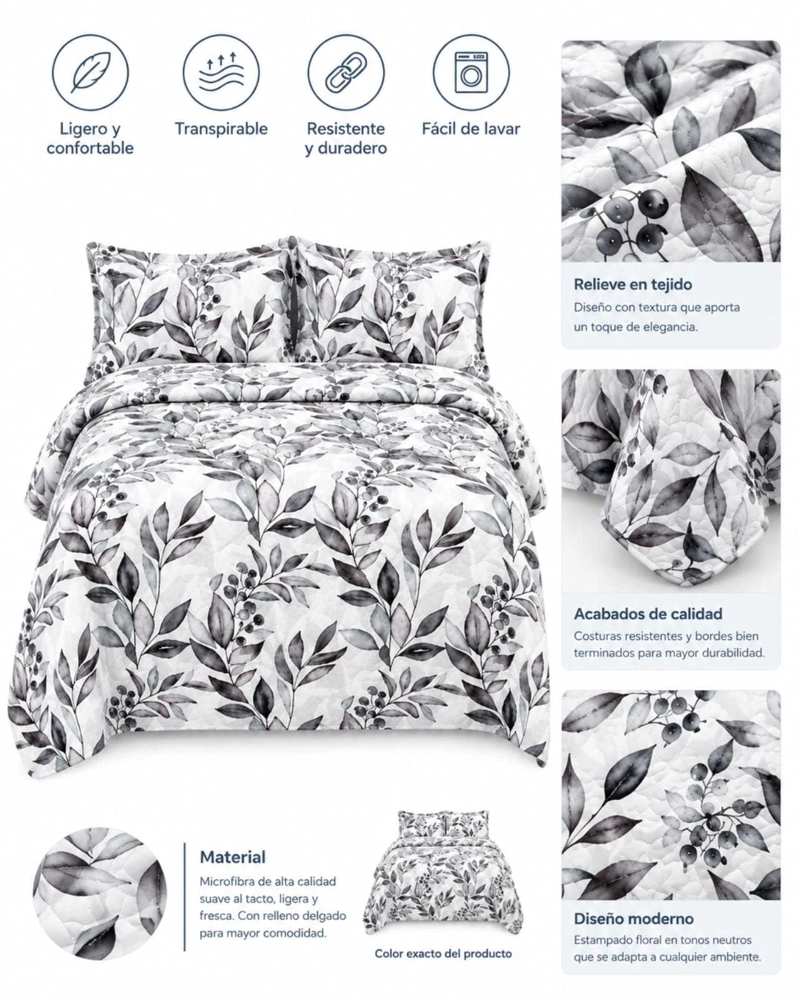 QUILT DELGADO PARA VERANO FRESCO 2 PLAZAS MAS ALMOHADAS - 5
