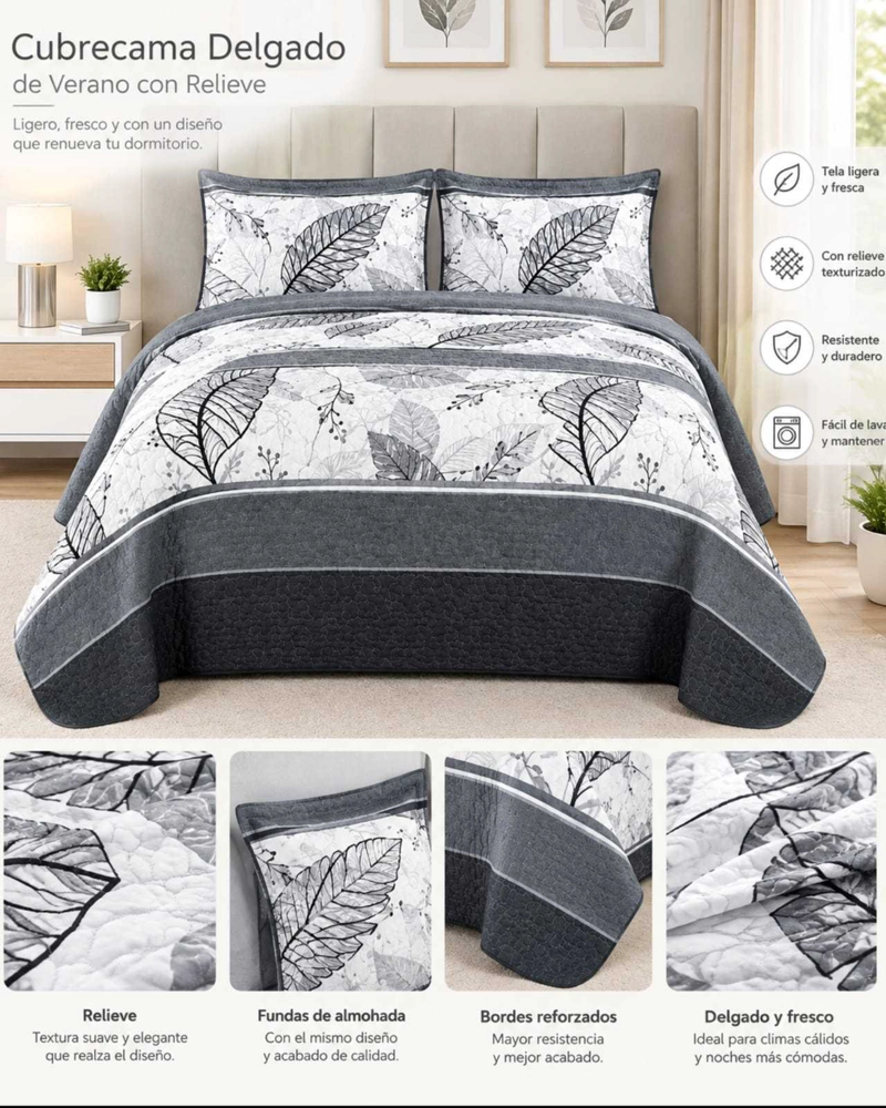 QUILT DELGADO PARA VERANO FRESCO KING MAS ALMOHADAS - 5