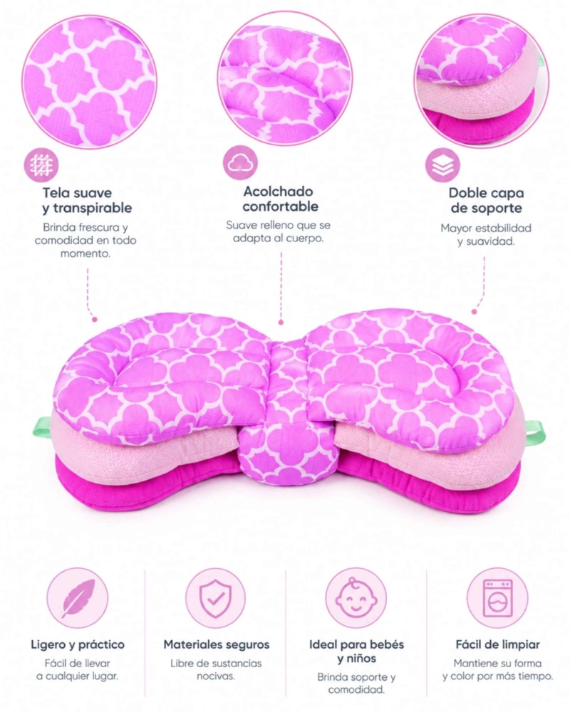 COJIN DE LACTANCIA AJUSTABLE BEBE  LAZO ROSA - 5