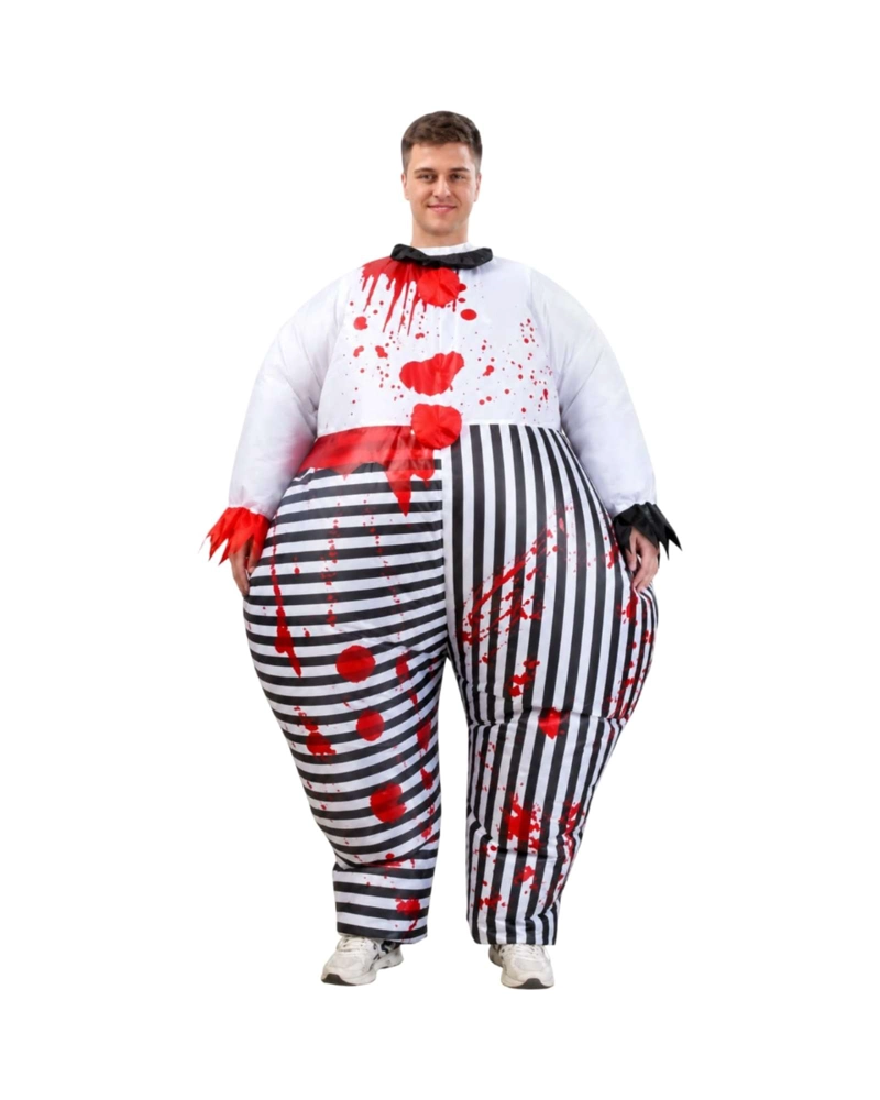 TRAJE DE TERROR ADULTO PAYASO SANGRIENTO CON RAYAS - 6