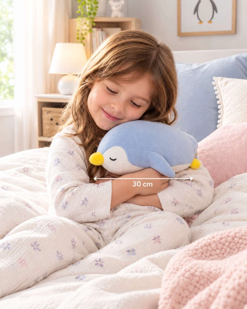 COJIN INFANTIL PELUCHE DE PINGUINO DORMILON 30 CM - 1