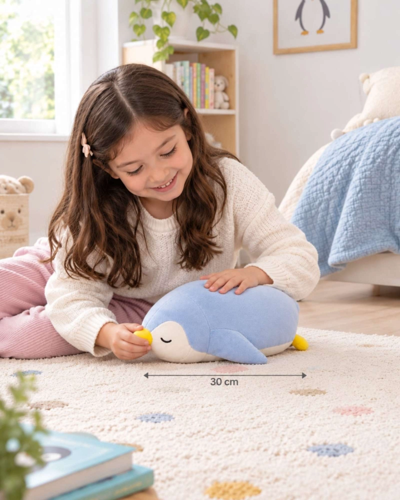 COJIN INFANTIL PELUCHE DE PINGUINO DORMILON 30 CM - 3
