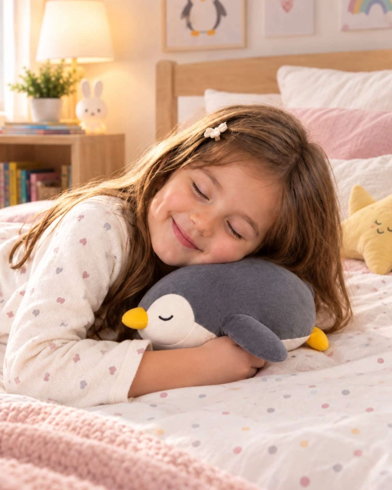 COJIN INFANTIL PELUCHE DE PINGUINO DORMILON 30 CM - 1
