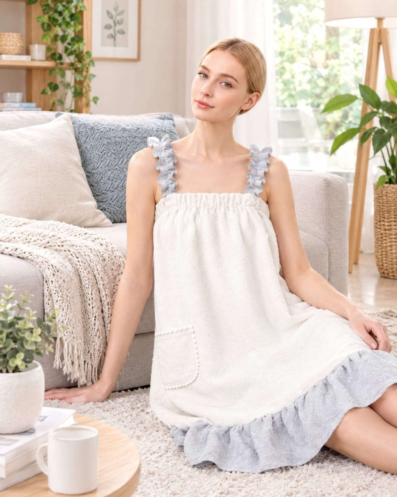 TOALLA VESTIDO PLAYERO CON TIRANTES Y BOLSILLO PARA MUJER XS - 3