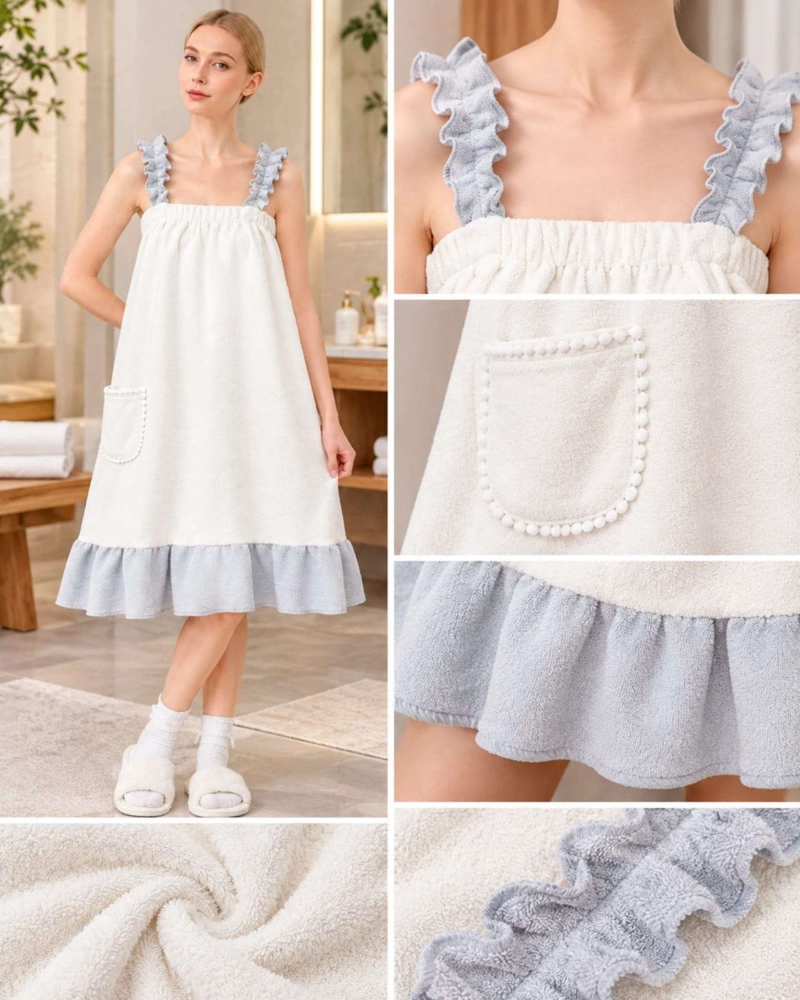TOALLA VESTIDO PLAYERO CON TIRANTES Y BOLSILLO PARA MUJER XS - 5