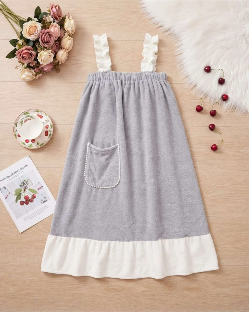 VESTIDO DE TOALLA PARA MUJER CON BOLSILLO Y TIRANTES M - 5