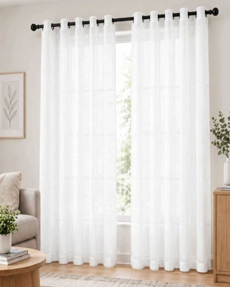 CORTINAS VISILLOS BLANCOS TRANSLUCIDOS SET 2 PAÑOS 140X220CM - 1