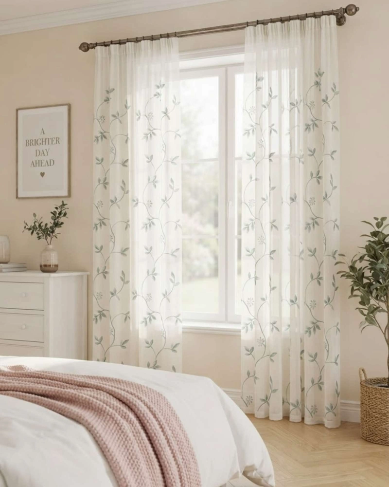 PACK 2 CORTINAS VISILLO CON BORDADOS Y OJALES 140X220CM - 2