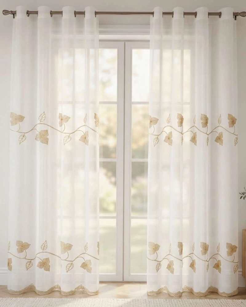 PACK 2 CORTINAS VISILLO CON BORDADOS Y OJALES 140X220CM - 2