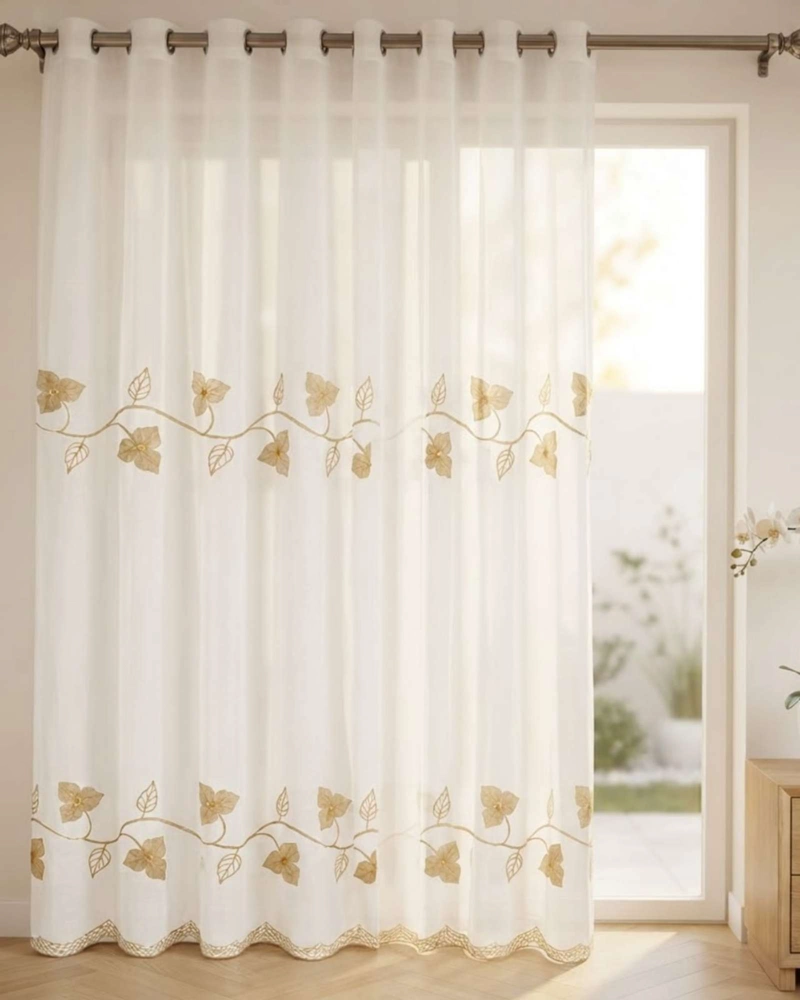 PACK 2 CORTINAS VISILLO CON BORDADOS Y OJALES 140X220CM - 4
