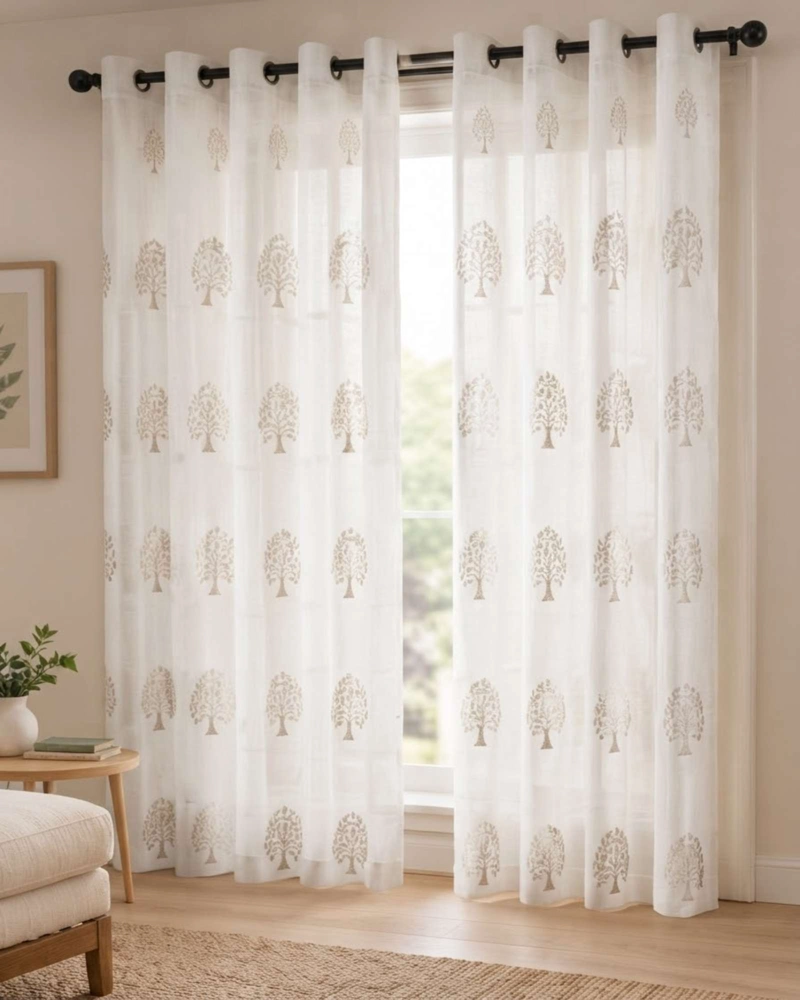 PACK 2 CORTINAS VISILLO CON BORDADOS Y OJALES 140X220CM - 2