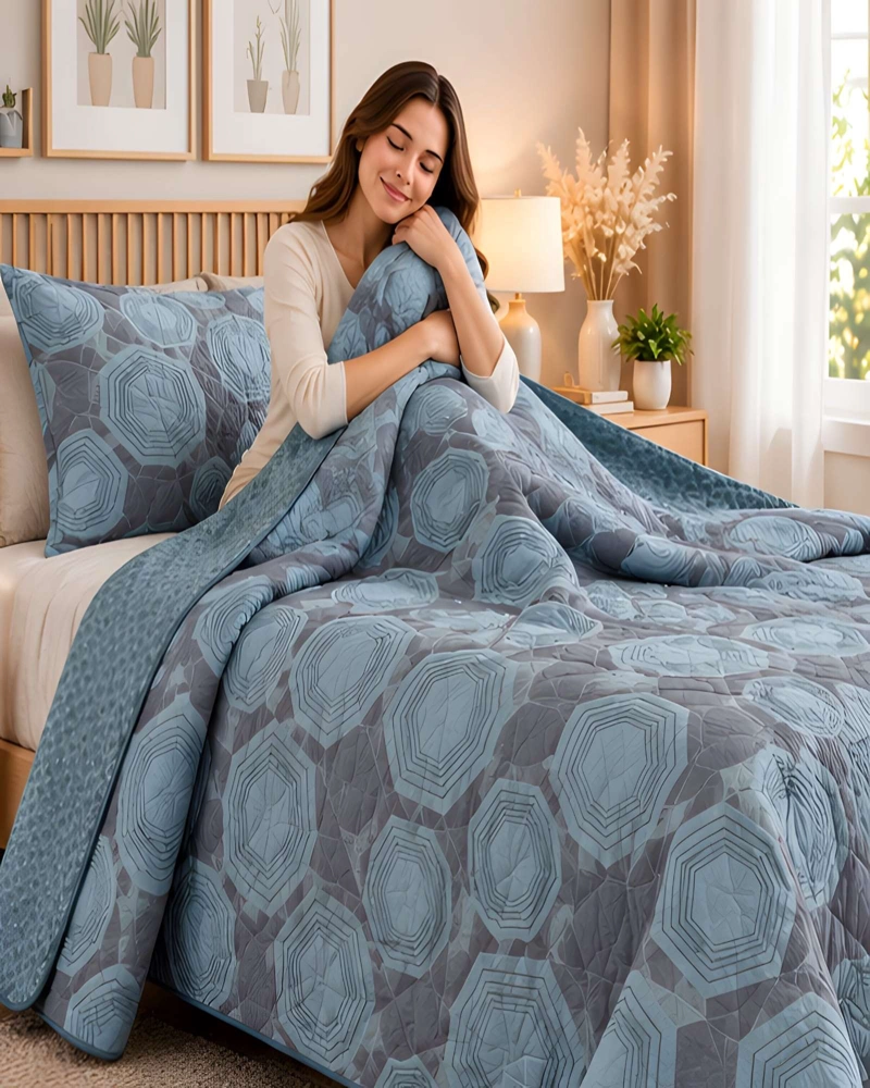 CUBRECAMA QUILT 1.5 PLAZAS PARA VERANO CON ALMOHADA INCLUIDA - 1