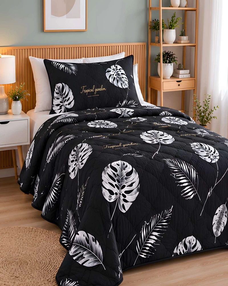 CUBRECAMA QUILT 1.5 PLAZAS PARA VERANO CON ALMOHADA INCLUIDA - 1