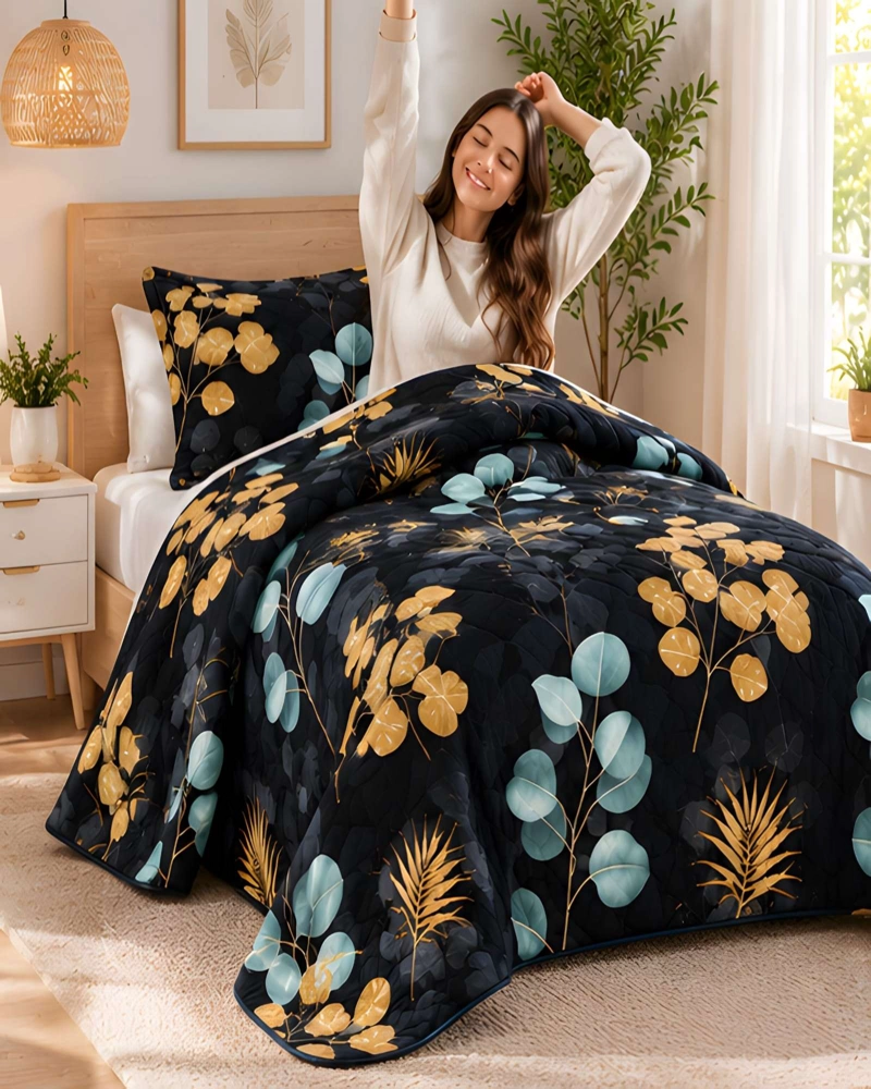 CUBRECAMA QUILT 1.5 PLAZAS PARA VERANO CON ALMOHADA INCLUIDA - 1