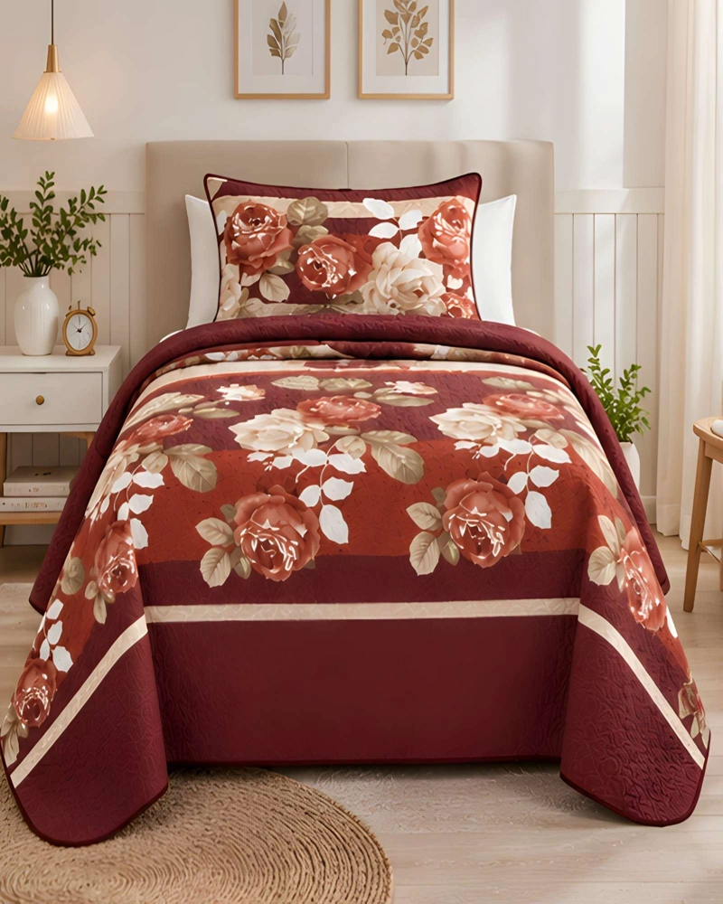 CUBRECAMA QUILT 1.5 PLAZAS PARA VERANO CON ALMOHADA INCLUIDA - 3