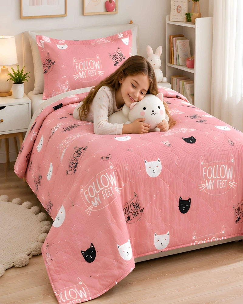 CUBRECAMA QUILT 1.5 PLAZAS PARA VERANO CON ALMOHADA INCLUIDA - 3