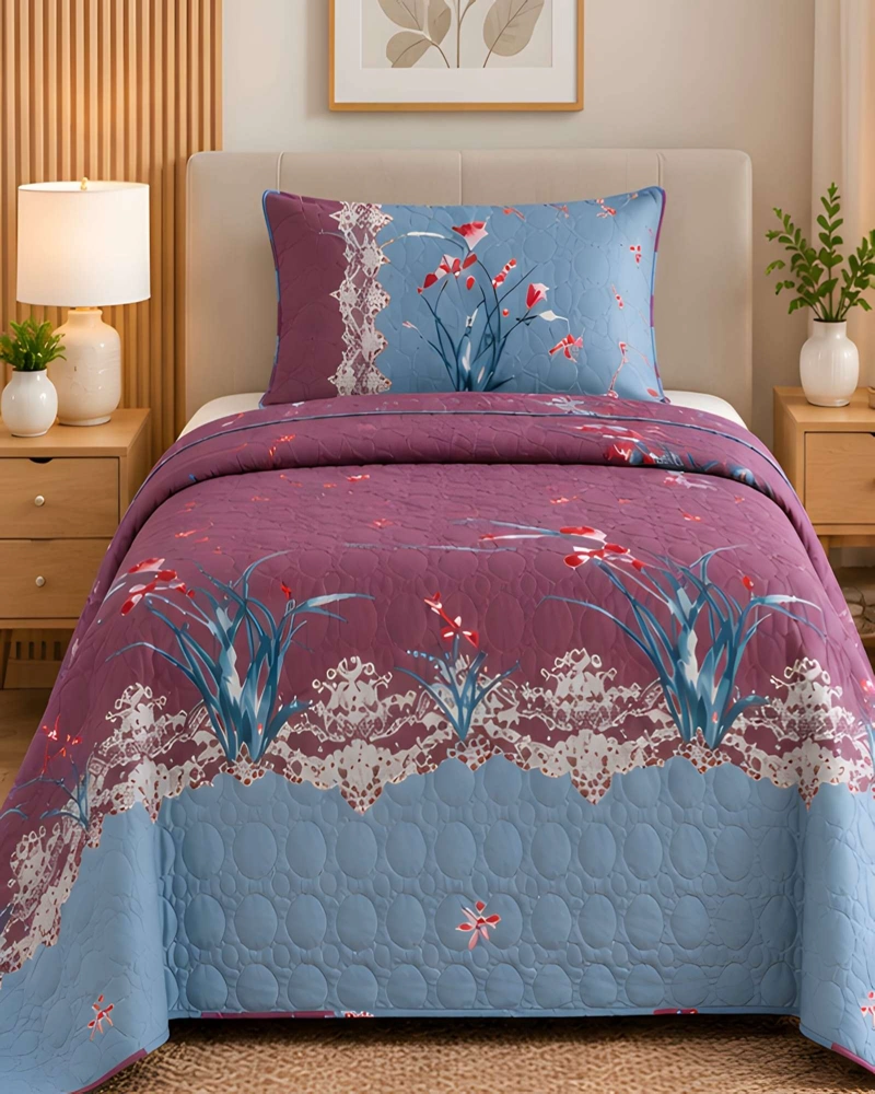 CUBRECAMA QUILT 1.5 PLAZAS PARA VERANO CON ALMOHADA INCLUIDA - 3