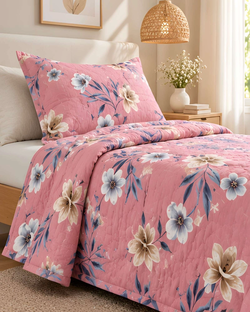 CUBRECAMA QUILT 1.5 PLAZAS PARA VERANO CON ALMOHADA INCLUIDA - 1