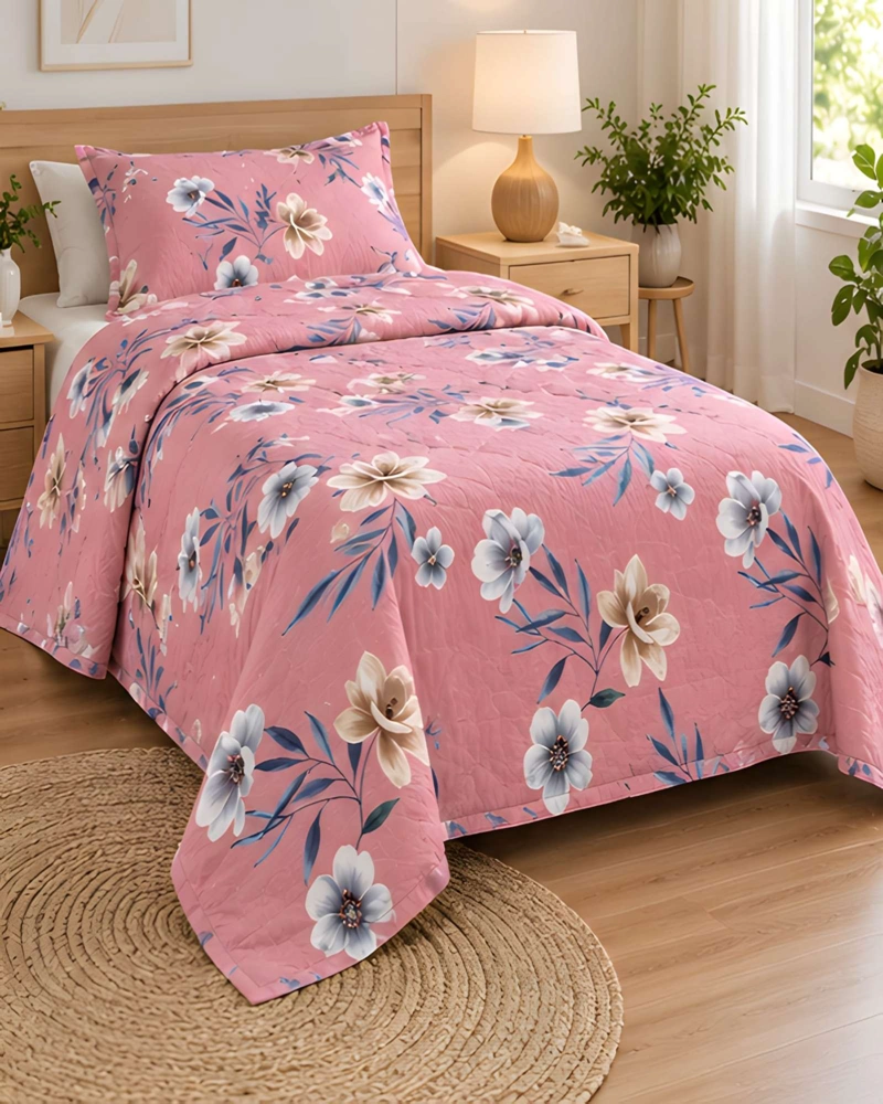 CUBRECAMA QUILT 1.5 PLAZAS PARA VERANO CON ALMOHADA INCLUIDA - 4