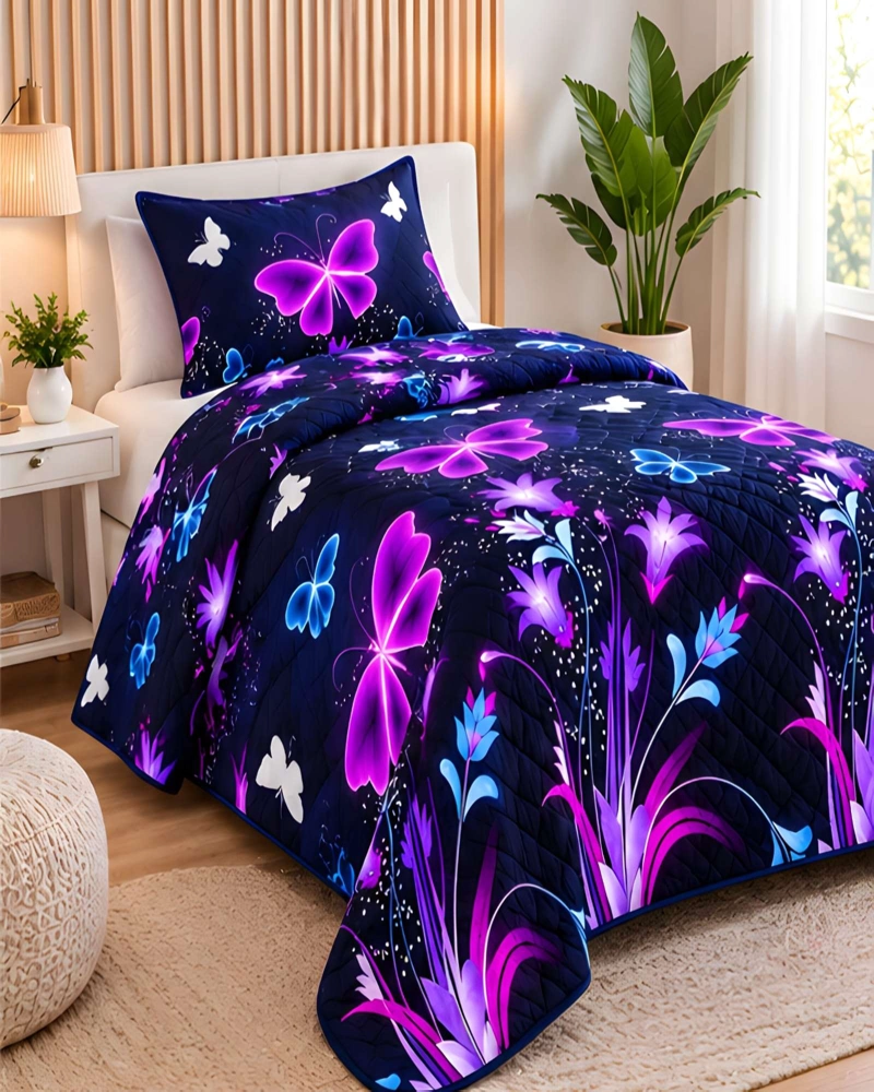 CUBRECAMA QUILT 1.5 PLAZAS PARA VERANO CON ALMOHADA INCLUIDA - 1