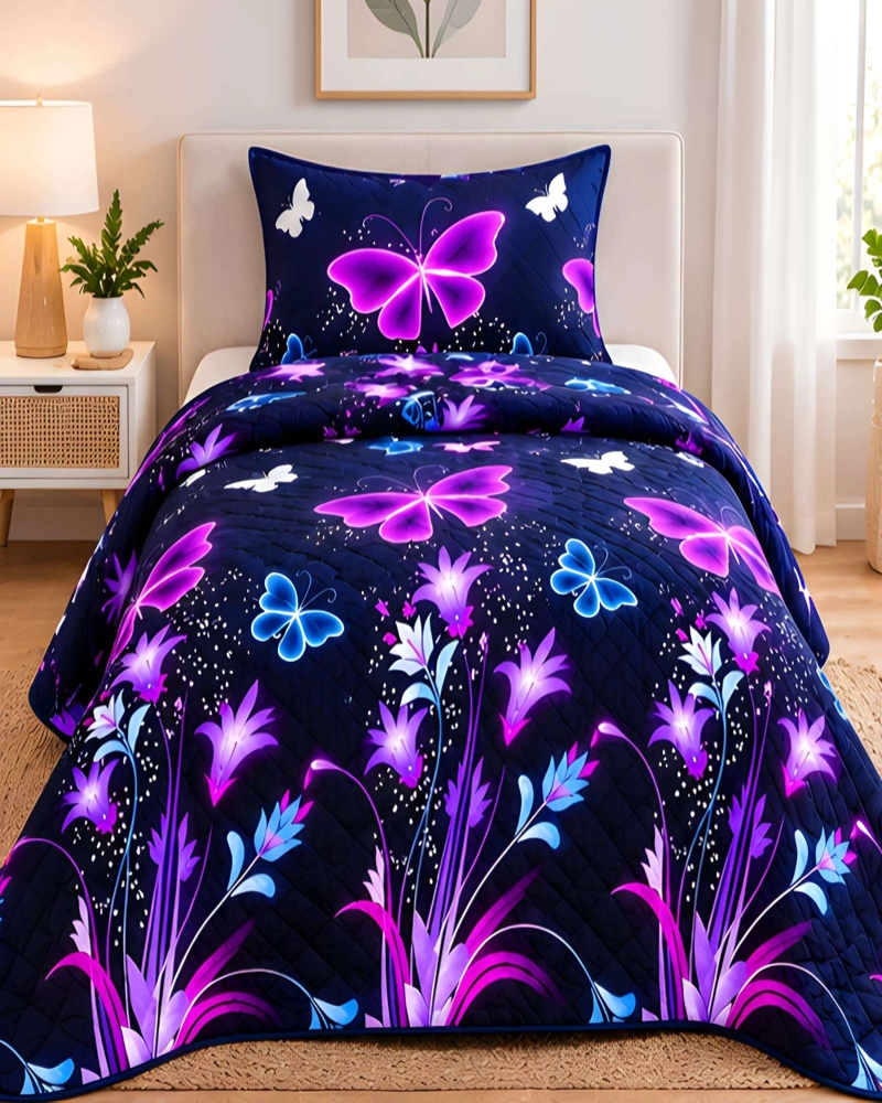 CUBRECAMA QUILT 1.5 PLAZAS PARA VERANO CON ALMOHADA INCLUIDA - 4