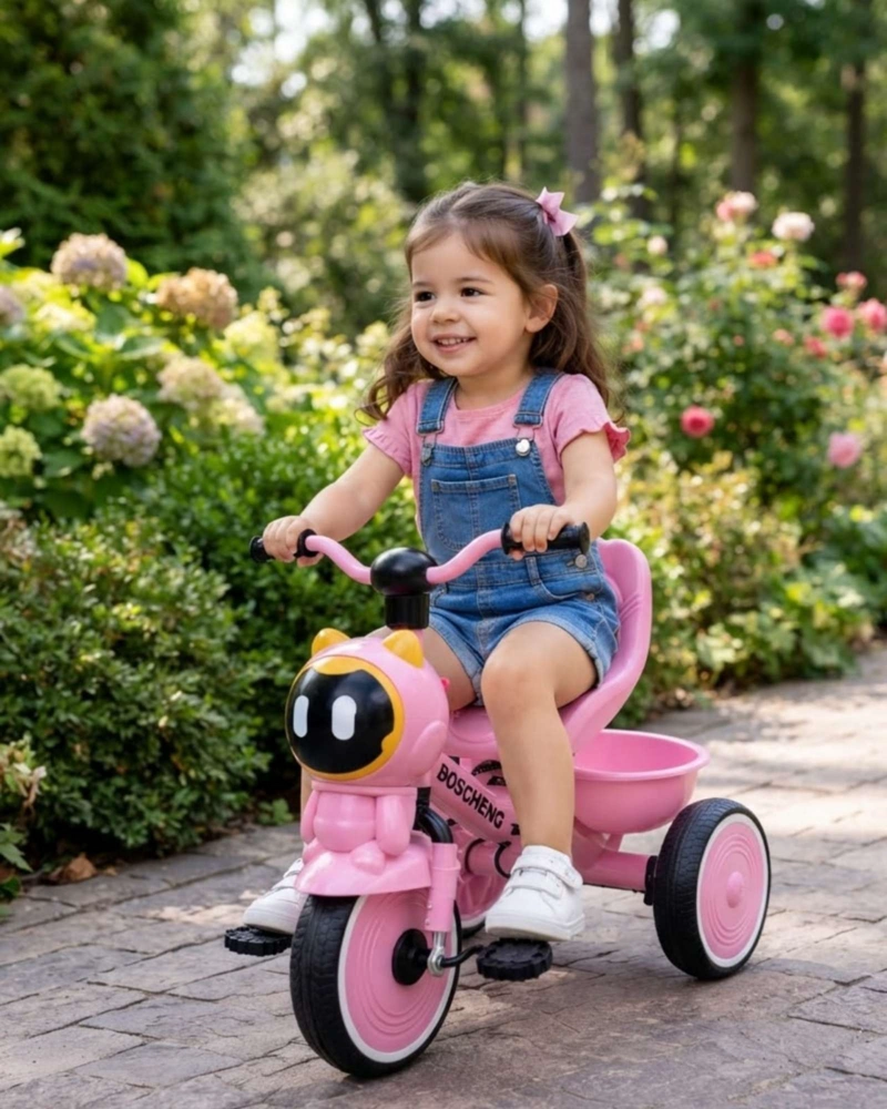 TRICICLO PARA NIÑA DE ASIENTO CON RESPALDO ERGONOMICO Y CANASTO - 2
