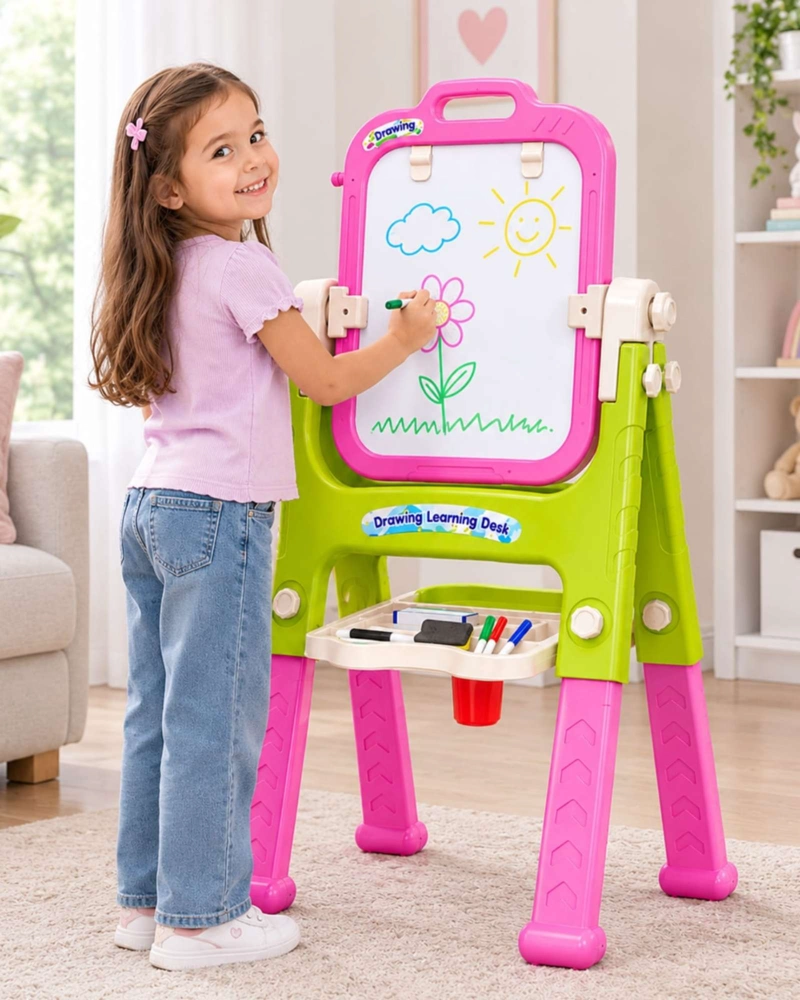 PIZARRA DIDACTICA INFANTIL DE PIE DOBLE CARA CON ACCESORIOS - 5