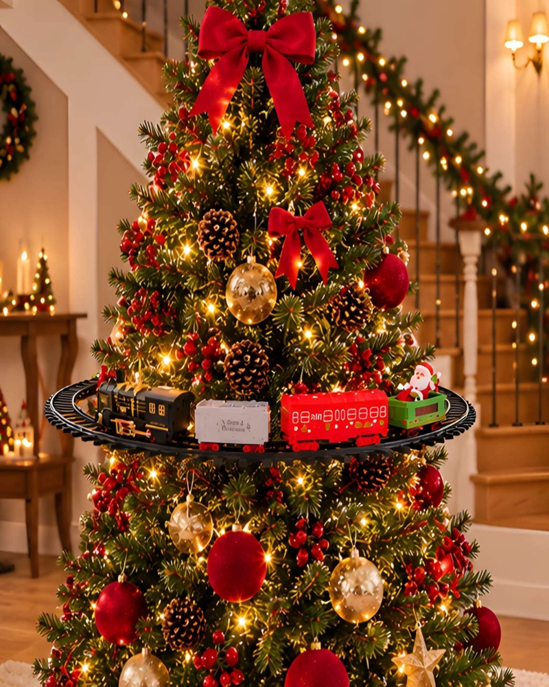 TREN ELE CTRICO NAVIDEÑO CON LUZ PARA DECORACION DEL ARBOL - 3