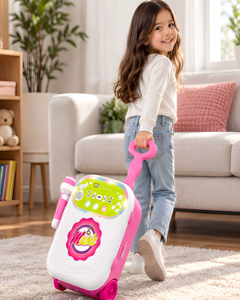 MALETA MUSICAL INFANTIL CON MICROFONO Y RUEDAS PARA JUEGOS DE CANTAR - 4