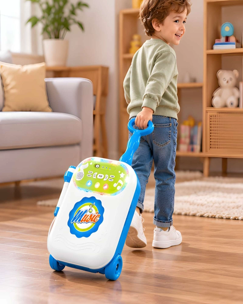 MALETA MUSICAL INFANTIL CON MICROFONO Y RUEDAS PARA JUEGOS DE CANTAR - 4