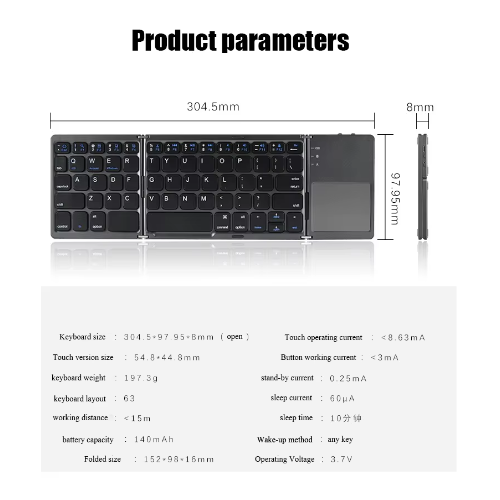 MINI TECLADO PORTATIL PLEGABLE CON Ñ TOUCHPAD - 4