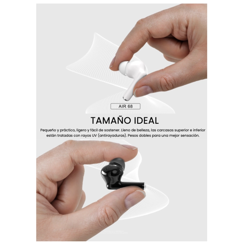 AUDIFONO IN EAR BLUETOOTH LENYES AIR 68 NEGROS - 3