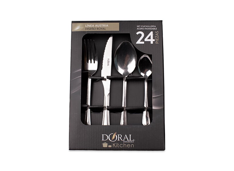 JUEGO CUCHILLERIA 24 PIEZAS 1.5 MM PLATEADO DORAL COLOR ROYAL - 1