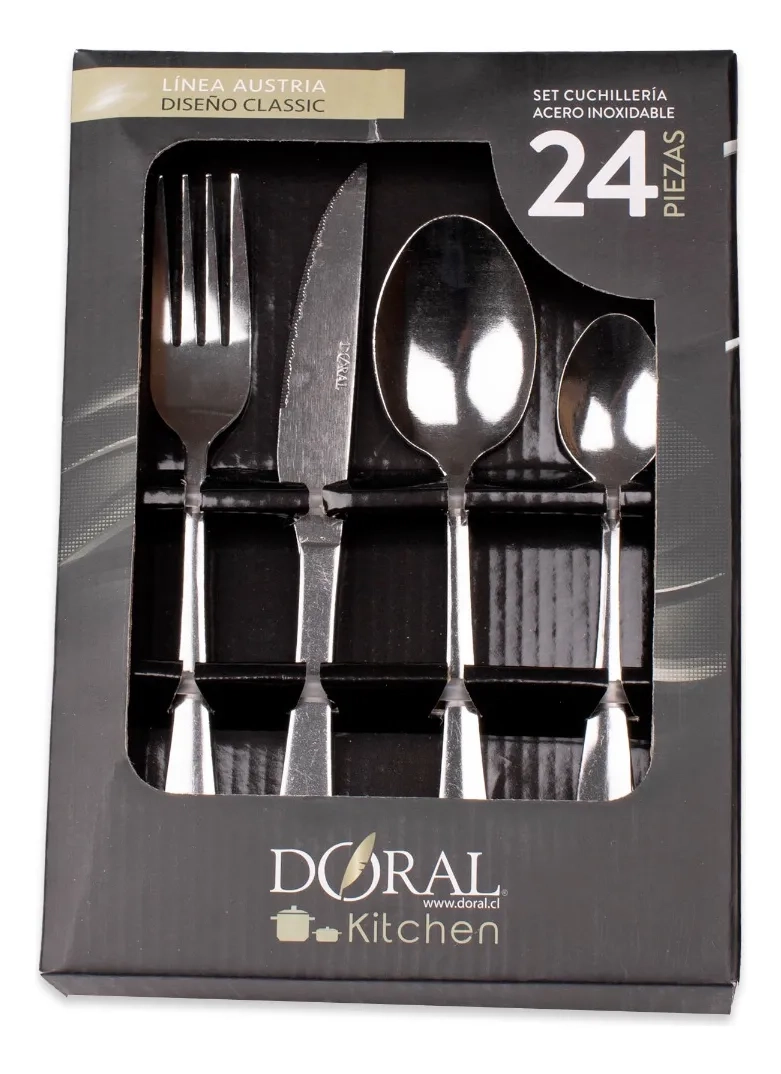UEGO CUCHILLERIA 24 PIEZAS 1.5 MM PLATEADO DORAL COLOR CLASSIC - 1