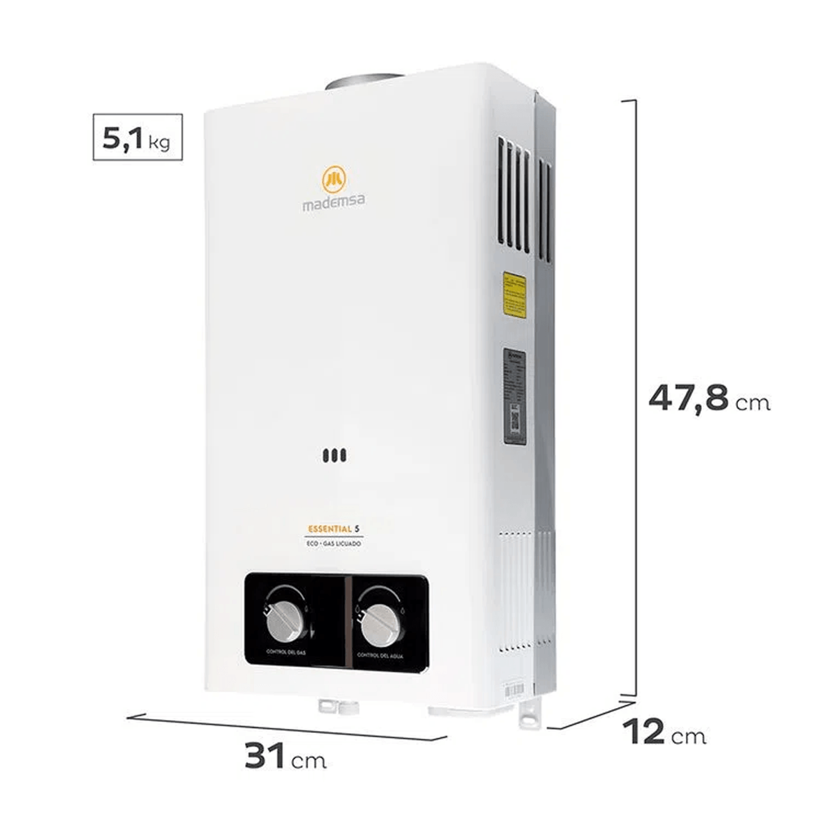 CALEFONT A GAS GLP MADEMSA ESSENTIAL 5 ECO BLANCO - 5
