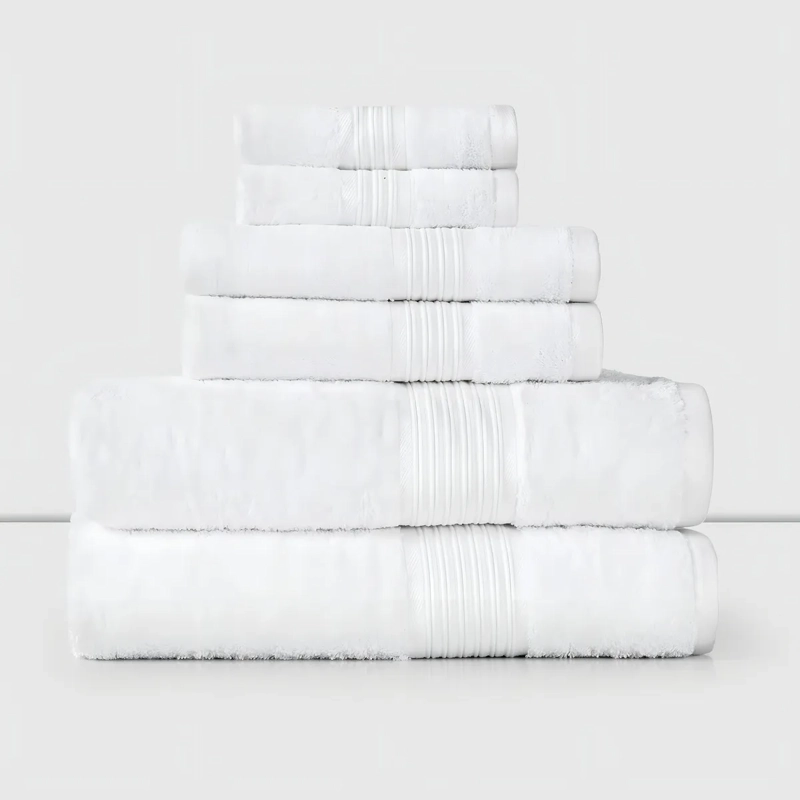 SE DE 6 TOALLAS 100% ALGODON MANO BAÑO VISITA CANNON HOME COLOR BLANCO LISA - 2