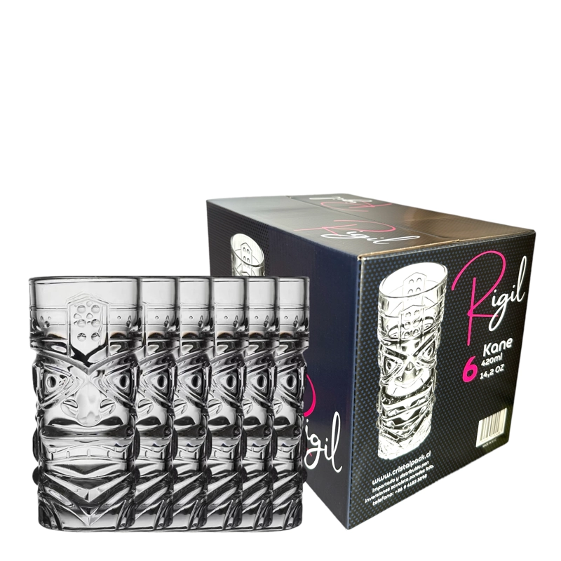 SET DE 6 VASO COCTEL TIKI KANE HAWAIANO 420CC  RIGIL - 3
