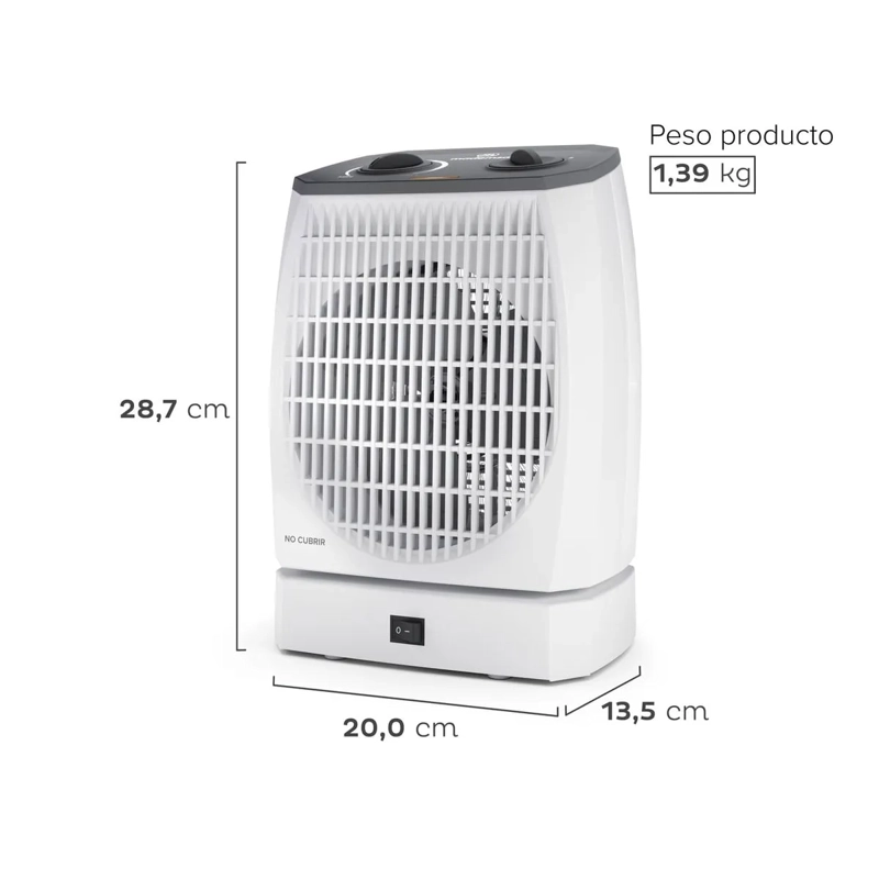 TERMOVENTILADOR 2000W Y TERMOSTATO TV550 BLANCO MADEMSA - 5