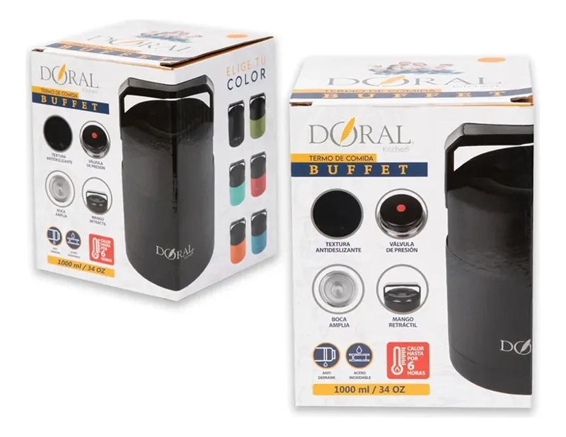 TERMO COMIDA C/MANILLA BUFFET 1000 ML NEGRO DORAL - 3