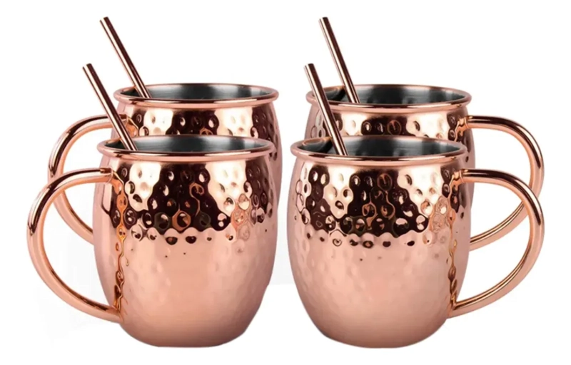 SET 4 MUG VASOS COBRE MOSCOW MULE COCTEL 500ML - 1