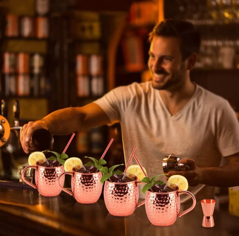 SET 4 MUG VASOS COBRE MOSCOW MULE COCTEL 500ML - 6