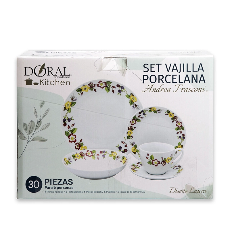 JUEGO DE VAJILLAS PORCELANA 30 PIEZAS DORAL - 3