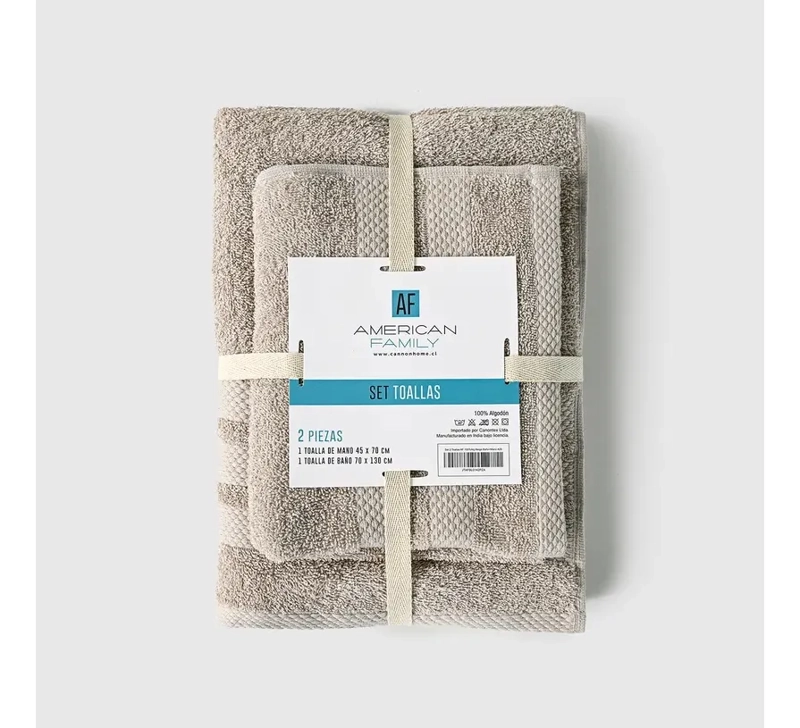 SET 2 TOALLAS AF CANNON 100% ALGODON 400GR BAÑO MANO - 1