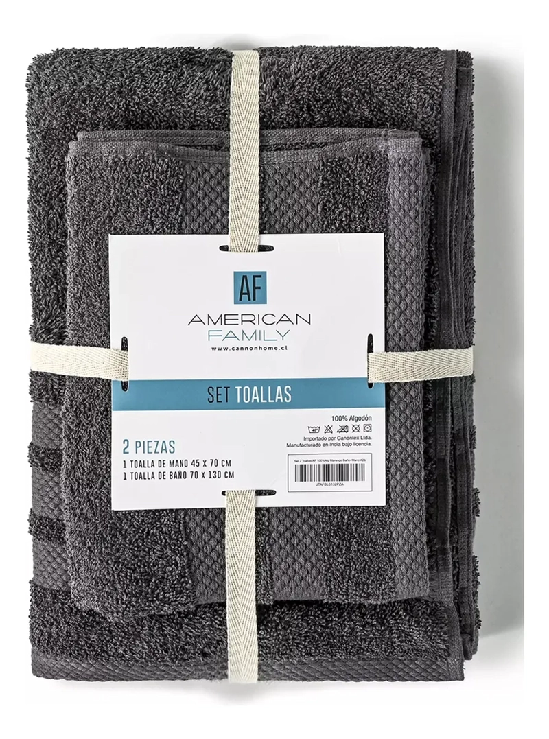 SET 2 TOALLAS AF CANNON 100% ALGODON 400GR BAÑO MANO - 1
