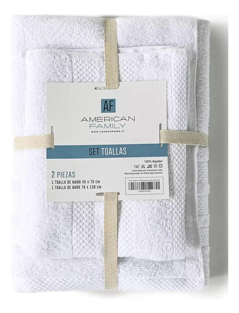 SET 2 TOALLAS AF CANNON 100% ALGODON 400GR BAÑO MANO - 1