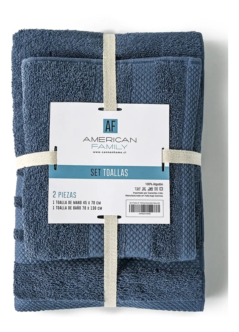 SET 2 TOALLAS AF CANNON 100% ALGODON 400GR BAÑO MANO - 1